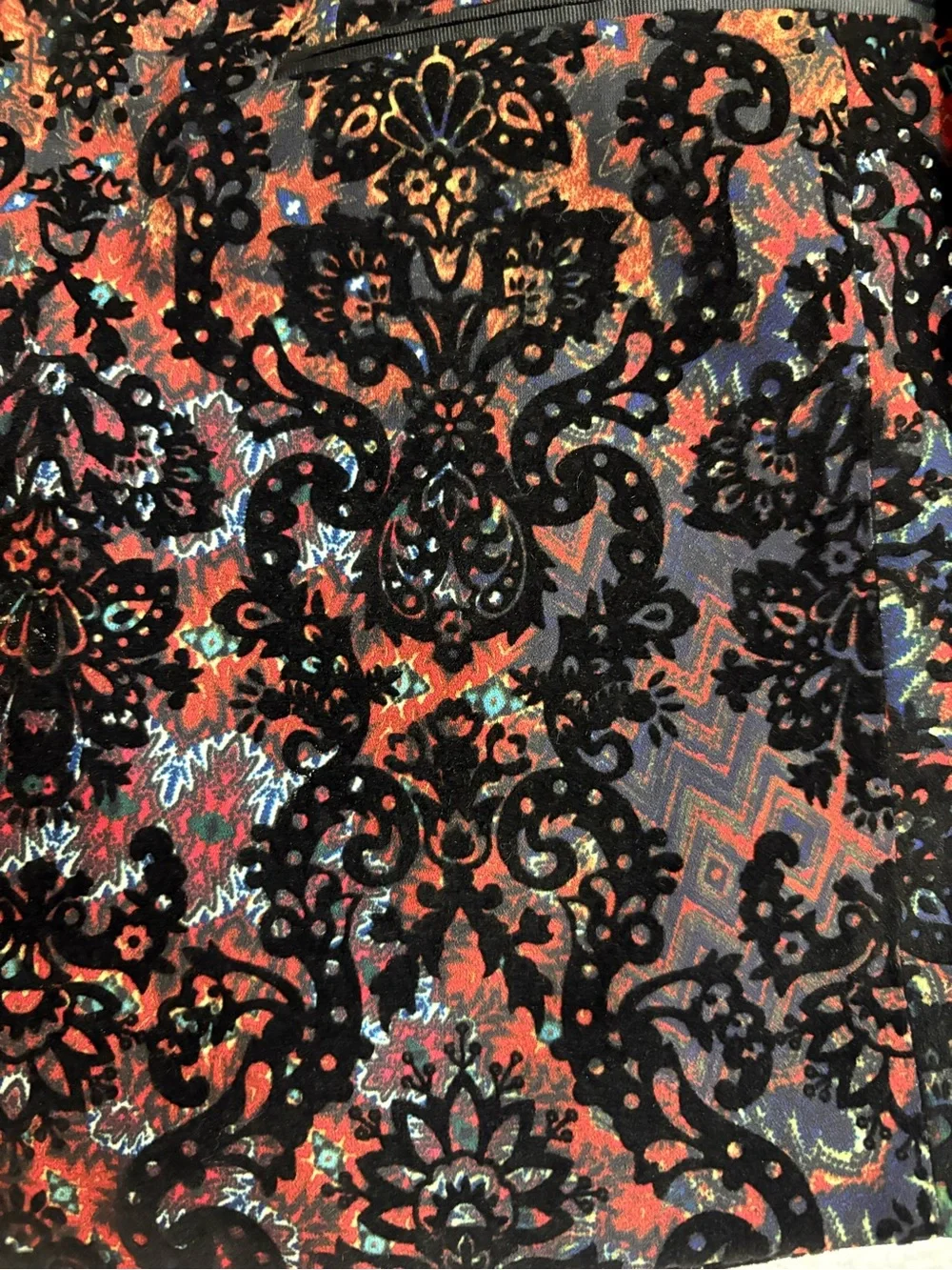 TALLIA Black Velvet Floral Print Peak lapels felt undercollar Sport Coat 50R